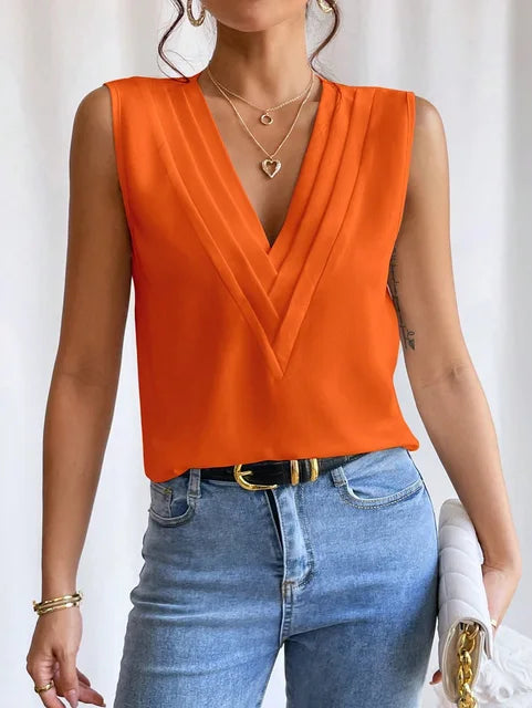 Levoire | Élégante Blouse Sans Manches Orange