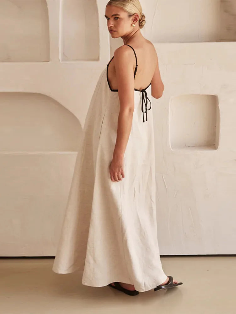 Levoire | Robe Élégante En Lin Et Coton Avec Fente Dans Le Dos