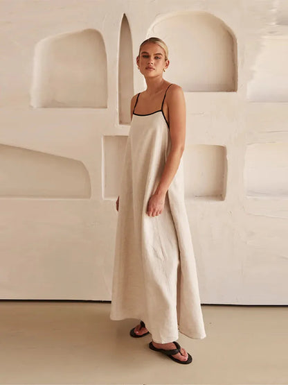 Levoire | Robe Élégante En Lin Et Coton Avec Fente Dans Le Dos