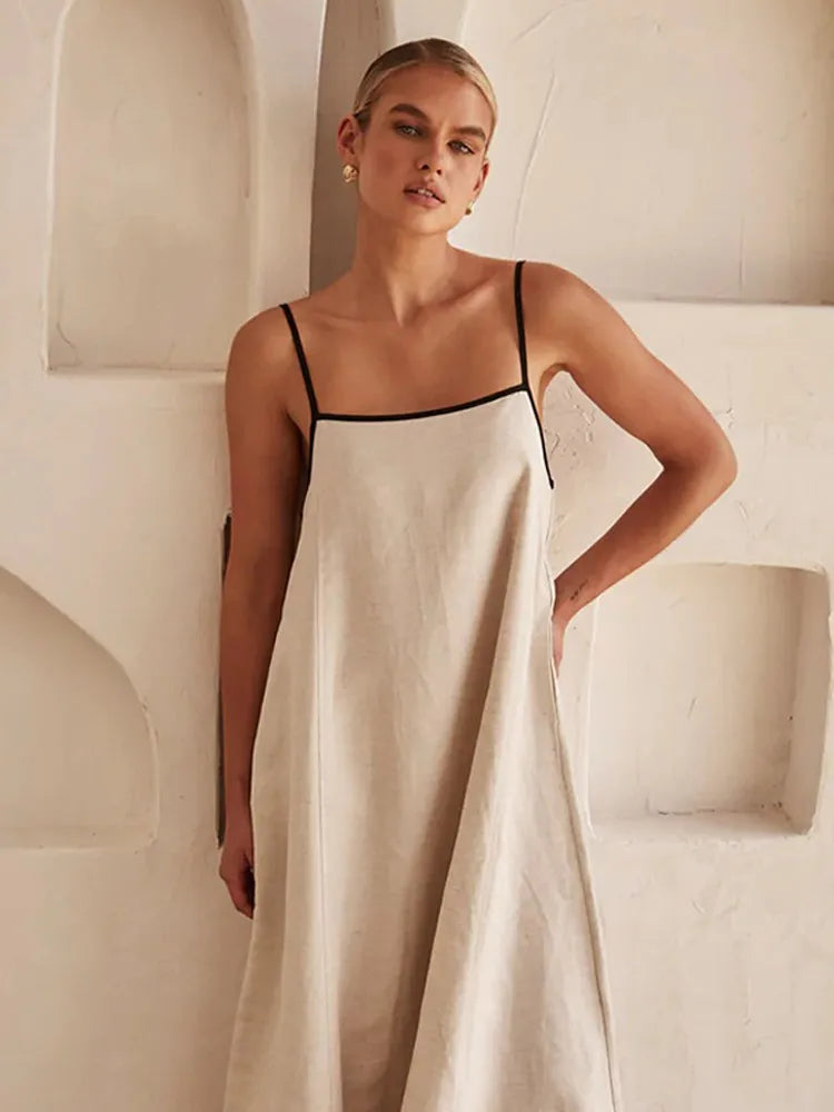 Levoire | Robe Élégante En Lin Et Coton Avec Fente Dans Le Dos