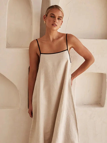 Levoire | Robe Élégante En Lin Et Coton Avec Fente Dans Le Dos