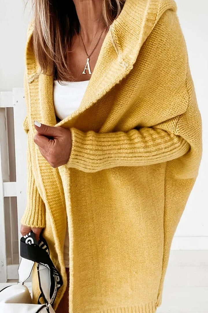 Levoire | Cardigan Confortable Avec Capuche Ouverte Pour Femmes Avec Style Jaune