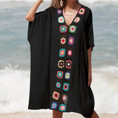 Levoire | Couverture de plage crochetée Noir Een maat