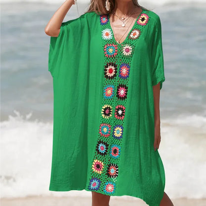 Levoire | Couverture de plage crochetée Vert Een maat