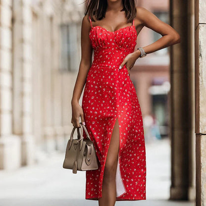 Levoire | Robe Midi Avec Impression Florale Rot