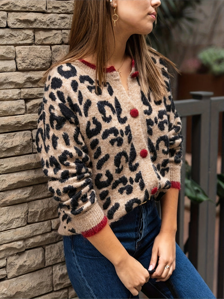Levoire | Chic Gilet En Motif Léopard Avec Fermeture À Boutons