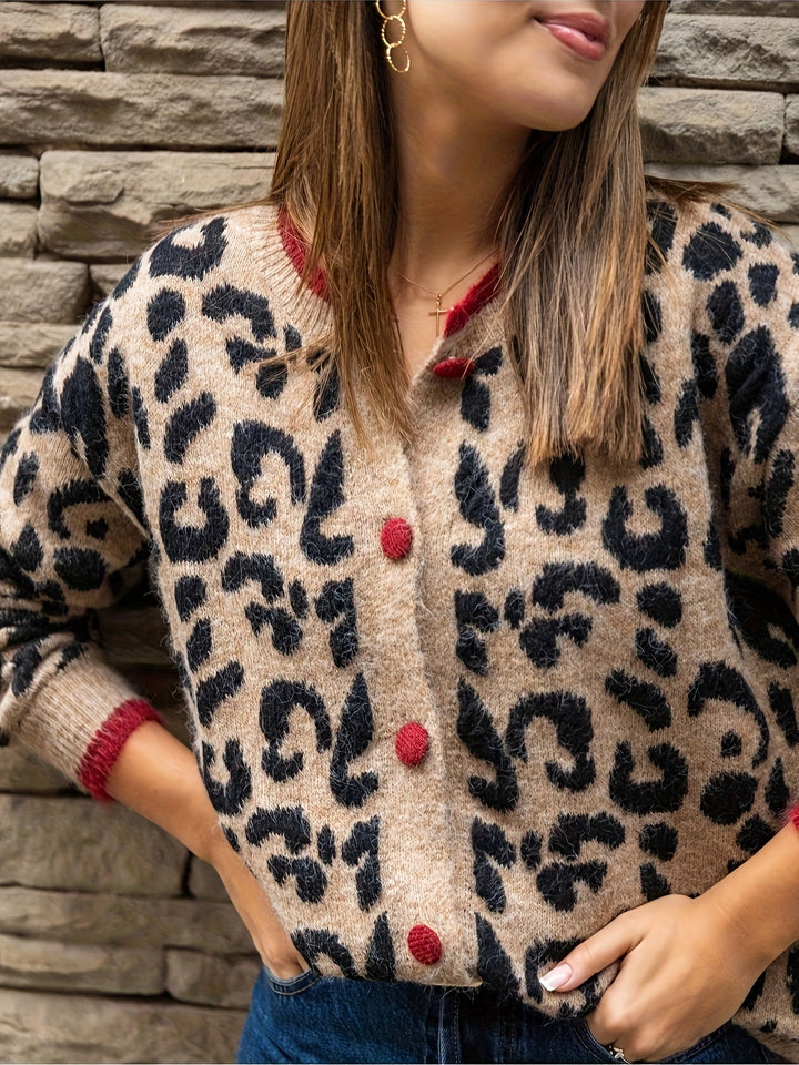 Levoire | Chic Gilet En Motif Léopard Avec Fermeture À Boutons