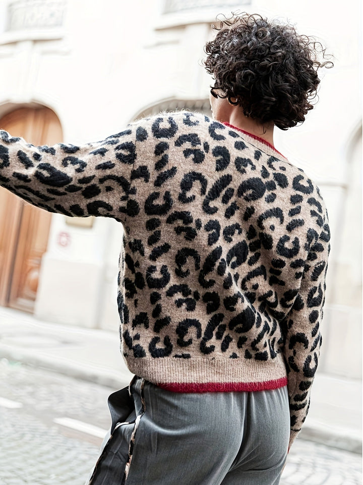 Levoire | Chic Gilet En Motif Léopard Avec Fermeture À Boutons