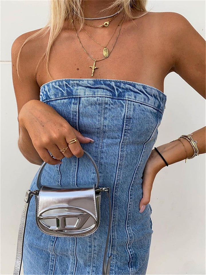 Levoire | Belle Robe En Jean Sans Découpe Et Fermeture Éclair Sur Le Côté
