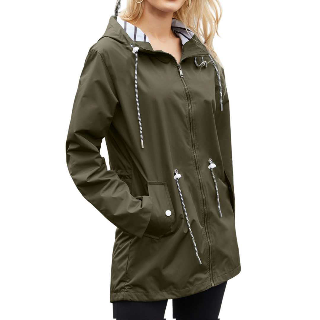 Levoire | Style Noir Imperméable Confortable Long Manteau D'Été Vert
