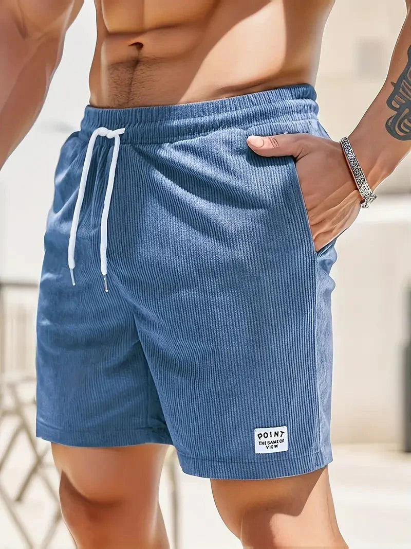Levoire | Pantalon En Velours Côtelé Pour Homme À Taille Élastique Bleu