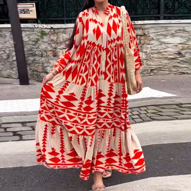 Levoire | Robe Maxi D'Été À Motif Floral Rot