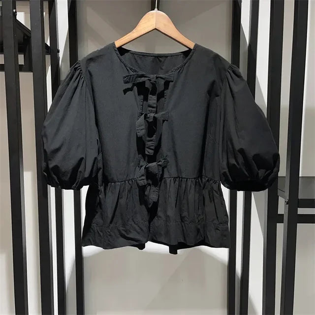 Levoire | T-shirt à volants pour femmes Noir