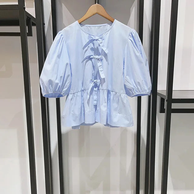 Levoire | T-shirt à volants pour femmes Bleu clair