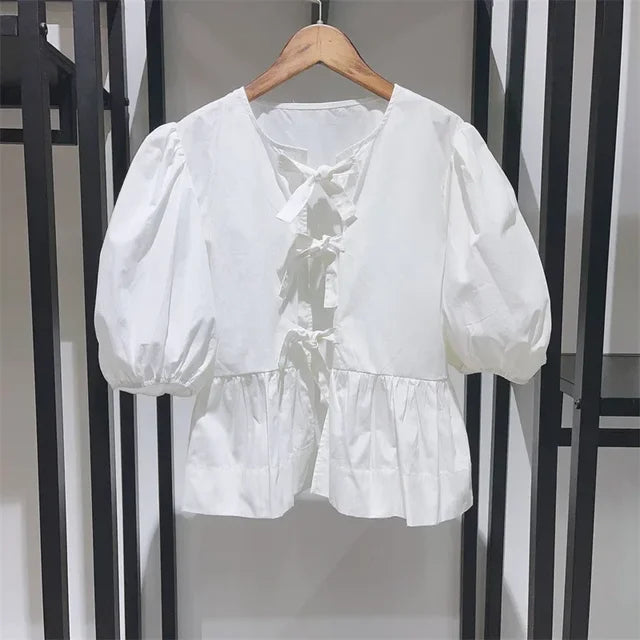 Levoire | T-shirt à volants pour femmes Blanc