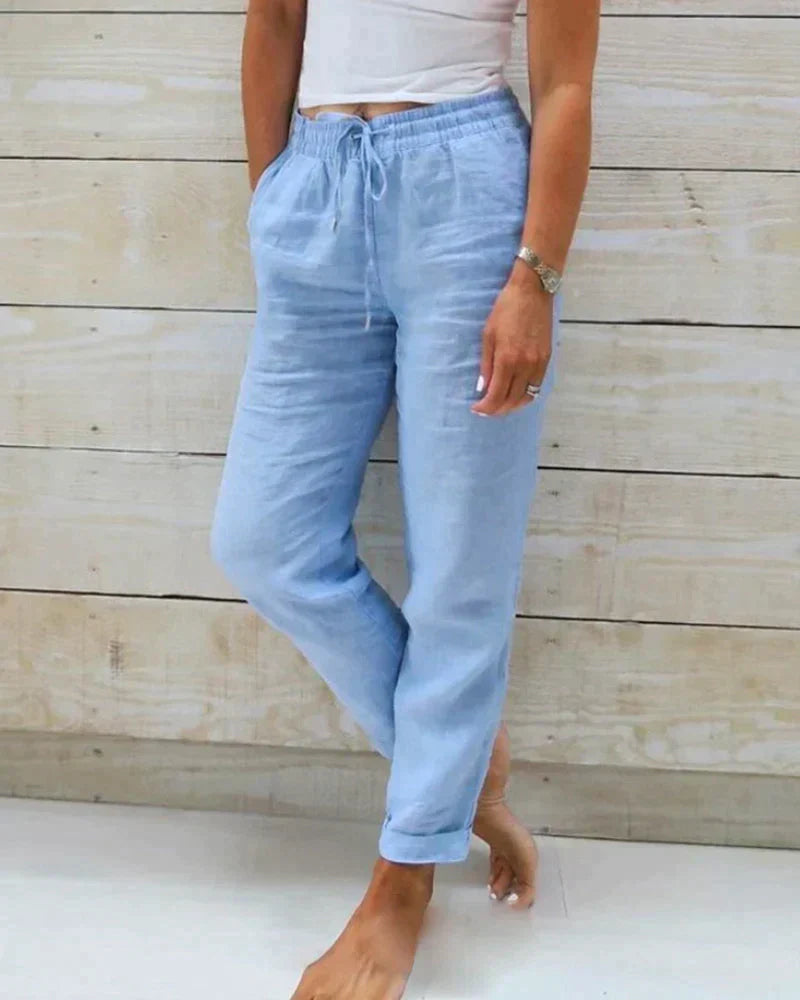 Levoire | Pantalons En Lin Légers Pour L'Été Bleu