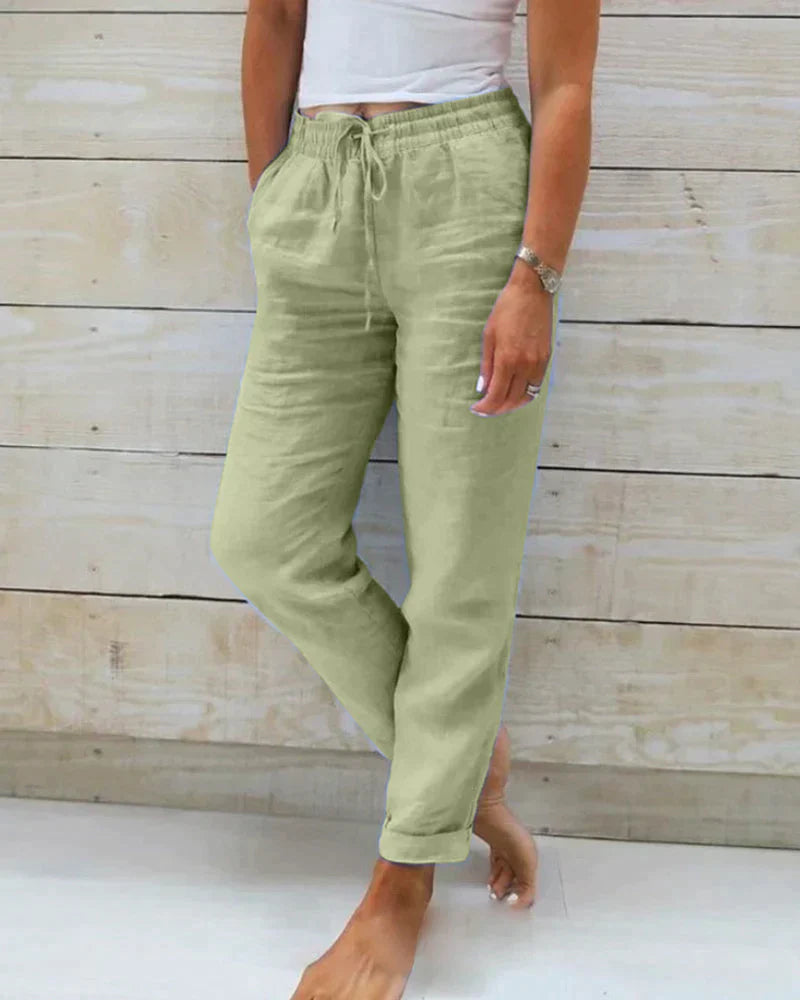 Levoire | Pantalons En Lin Légers Pour L'Été Vert
