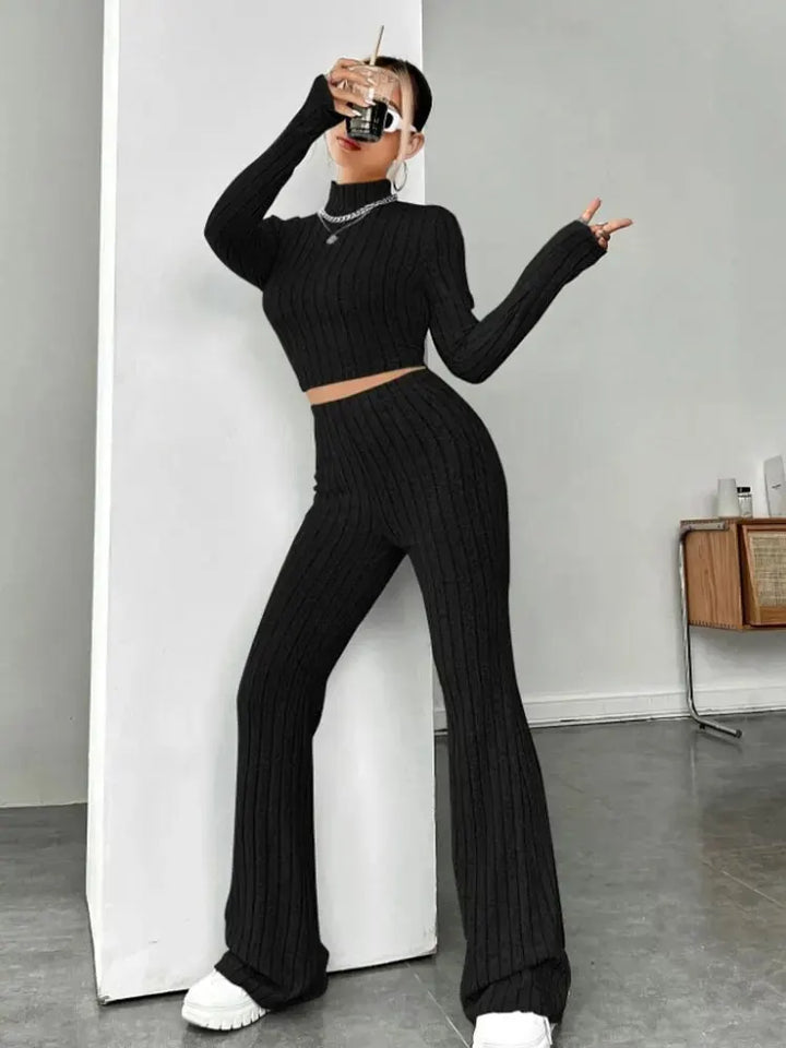 Levoire | Ensemble Luxueux En Tricot À Deux Pièces Pour Femmes Noir