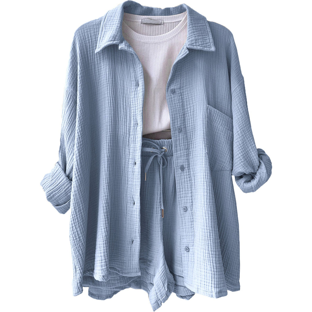 Levoire | Ensemble de salon en coton décontracté Bleu clair