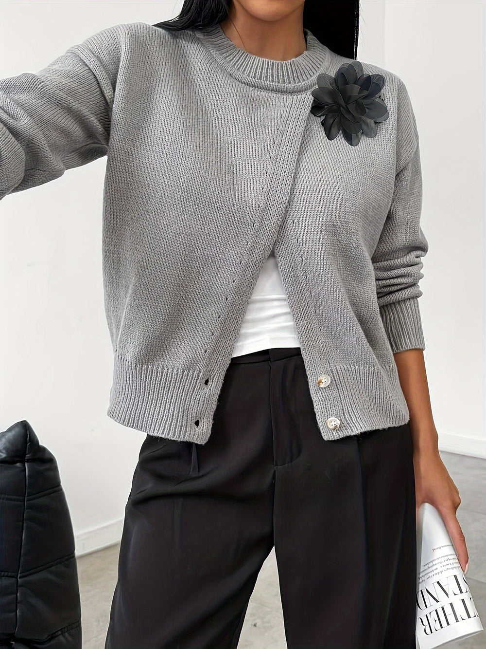 Levoire | Pull En Tricot Élégant Avec Accent Floral