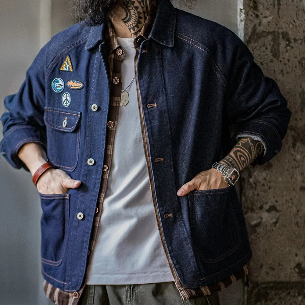 Levoire | Veste En Denim Vintage Avec Écussons Brodés Pour Des Tenues Décontractées Élégantes