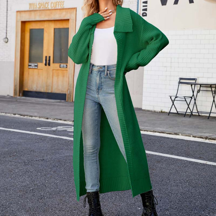 Levoire | Veste Tricot Longue Élégante Pour Femmes Vert