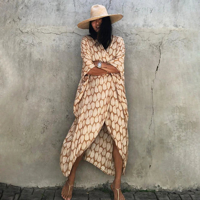 Levoire | Élégant Paréo Pour Femmes Kimono avec feuille jaune Taille unique