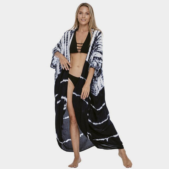 Levoire | Élégant Paréo Pour Femmes Kimono tie-dye bleu marine Taille unique