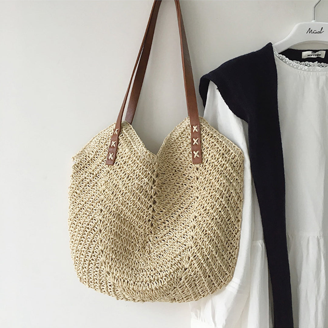 Levoire | Sac Hobo Femme Grande Épaule En Paille Blanc