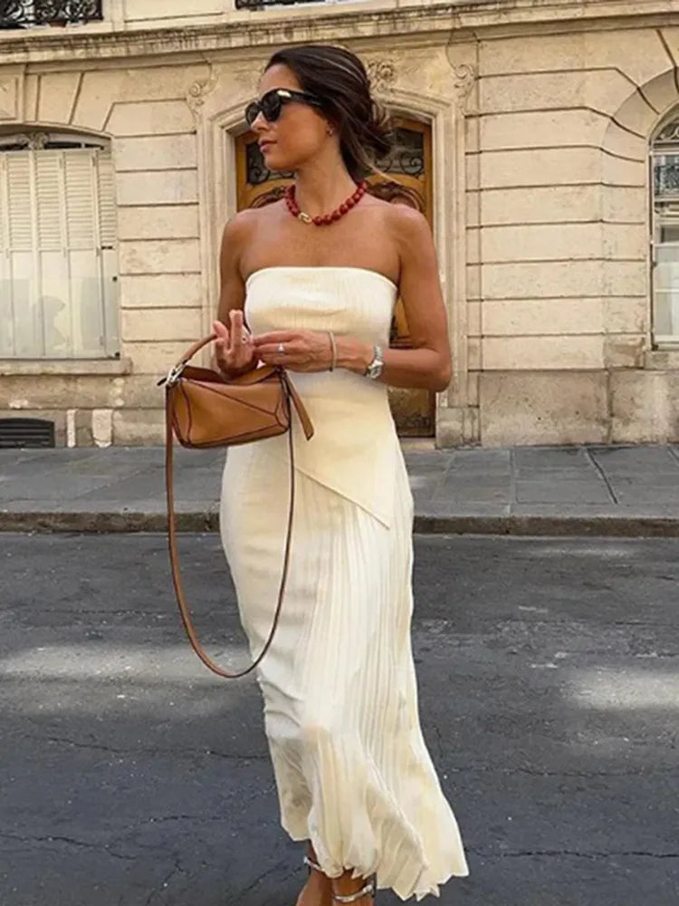 Levoire | Top Sans Bretelles Extensible & Jupe Pleine Taille Haute Kermakin-blanc