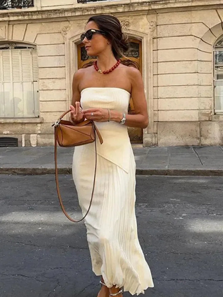 Levoire | Top Sans Bretelles Extensible & Jupe Pleine Taille Haute Kermakin-blanc