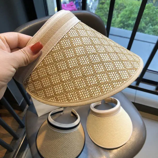 Levoire | Chapeau de paille avec Style Élégant et Protection Solaire pour Femmes Khaki-lattice 56-60CM