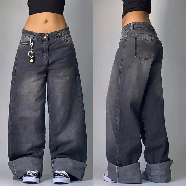 Levoire | Unisex Retro Baggy Cargo Jeans Gris foncé