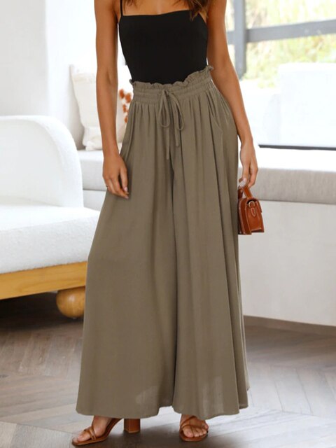 Levoire | Pantalon Décontracté À Jambe Large Khaki