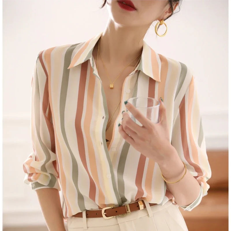 Levoire | Chemise Vintage Satin Rayée Image couleur