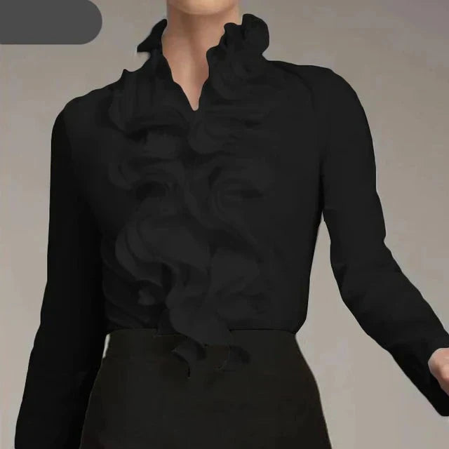 Levoire | Femme Blouse Asymétrique Avec Patte De Boutonnage Noir