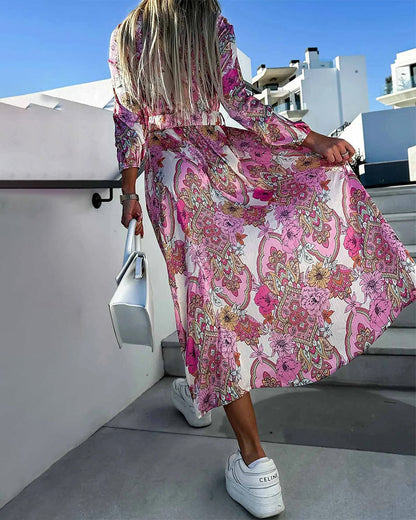 Levoire | Robe imprimée avec fente et décolleté en V