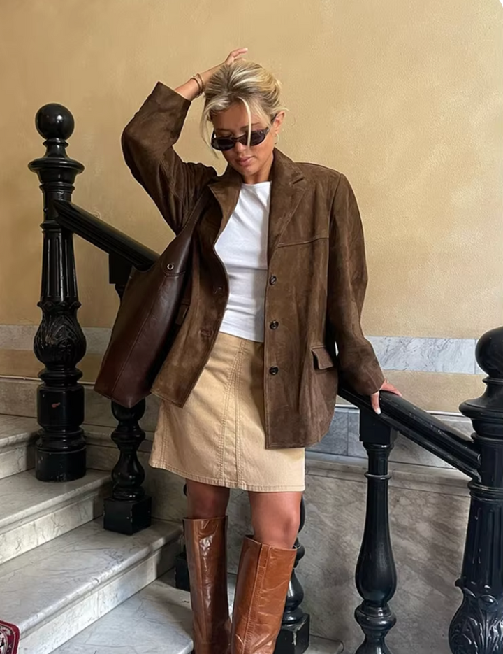 Levoire | Veste En Velours Surdimensionnée Couleur Brun Pour Femmes Braun