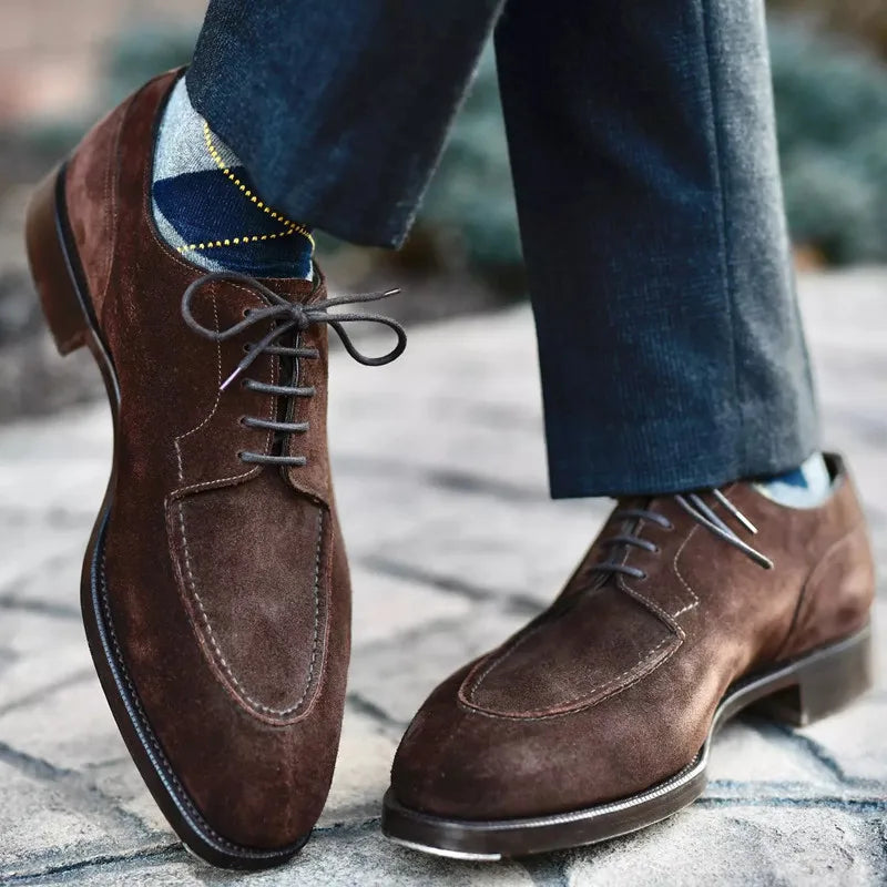 Levoire | Chaussures À Lacets En Daim Pour Hommes Marron foncé