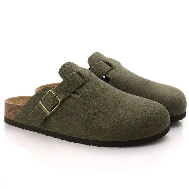 Levoire | Slip On Semelle En Liège Pantoletten Pantoufles Pour Hommes Vert