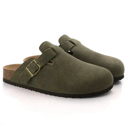 Levoire | Slip On Semelle En Liège Pantoletten Pantoufles Pour Hommes Vert