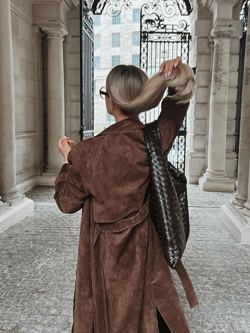 Levoire | Trench Coat Brun Doppelreiher Long Trench Coat Vestes Pour Femmes