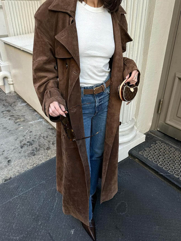Levoire | Trench Coat Brun Doppelreiher Long Trench Coat Vestes Pour Femmes L