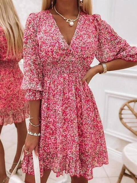 Levoire | Robe Mini À Motif Floral Rot
