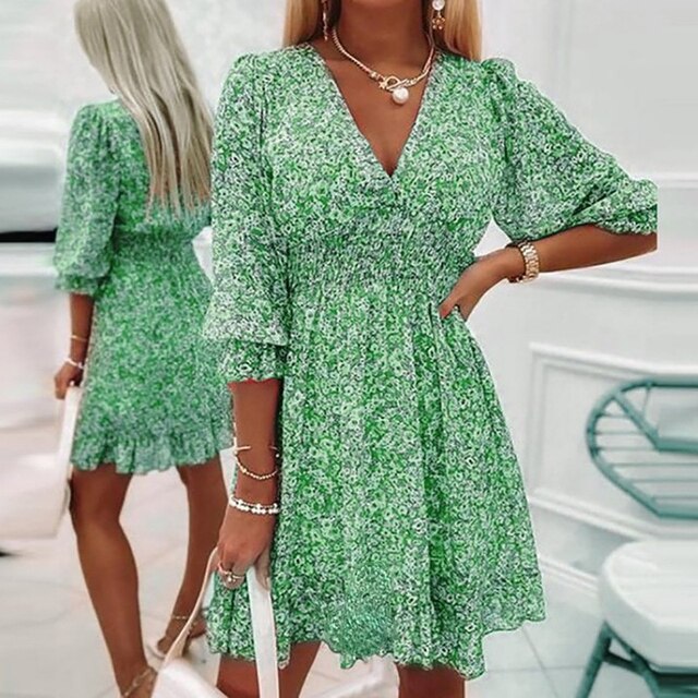 Levoire | Robe Mini À Motif Floral Vert