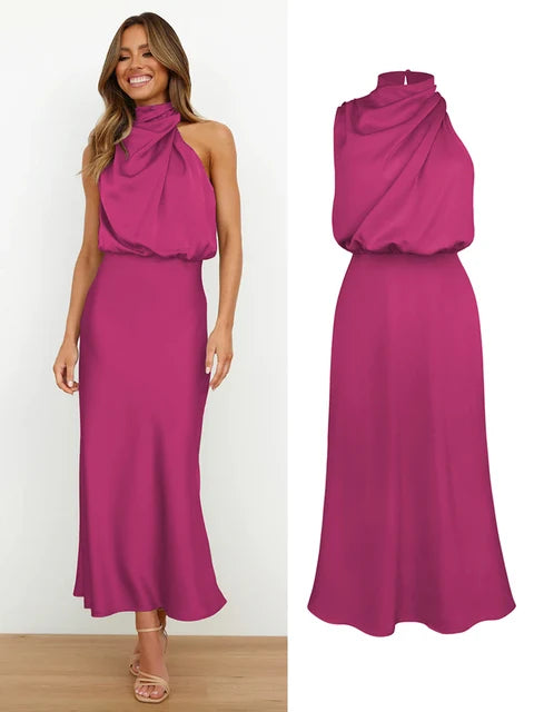 Levoire | Robe Maxi Satin Élégante Rosey