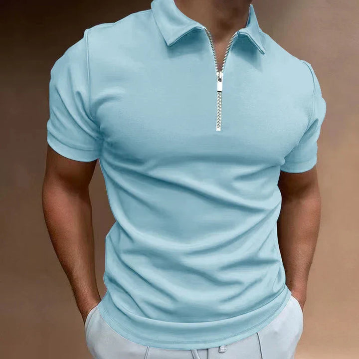 Levoire | Polo Halfzip Confort Moderne Hommes Bleu ciel