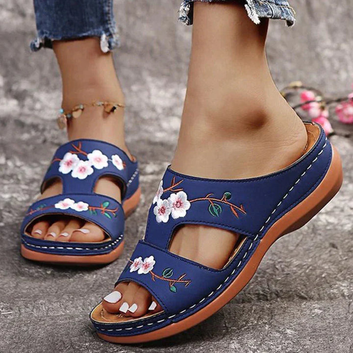 Levoire | Sandales Rétro Orthopédiques À Fleurs Bleu