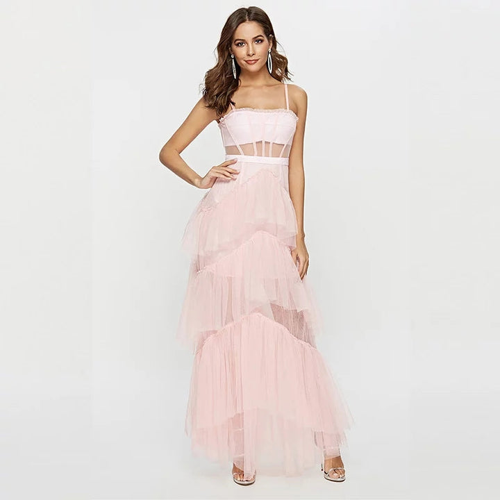 Levoire | Robe Maxi Corset Blonde À Épaules Dénudées Rosa