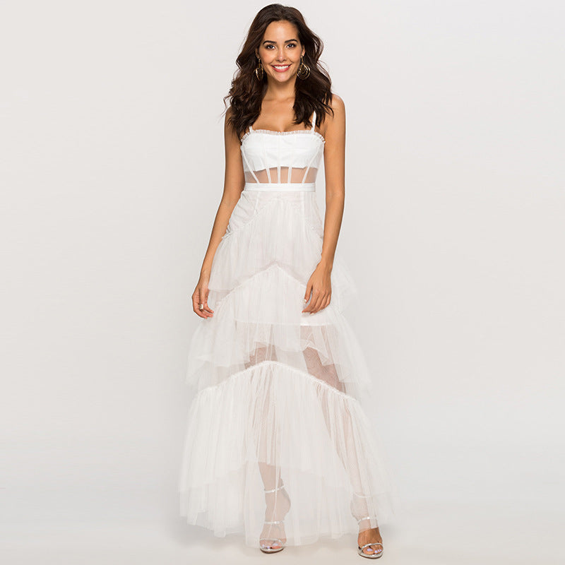 Levoire | Robe Maxi Corset Blonde À Épaules Dénudées Blanc